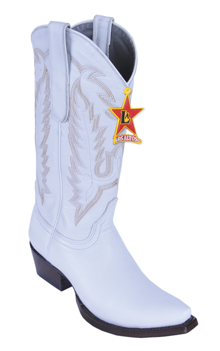 Los Altos Ladies White Genuine Deer Snip Toe Cowgirl Boots 348328 - Click Image to Close